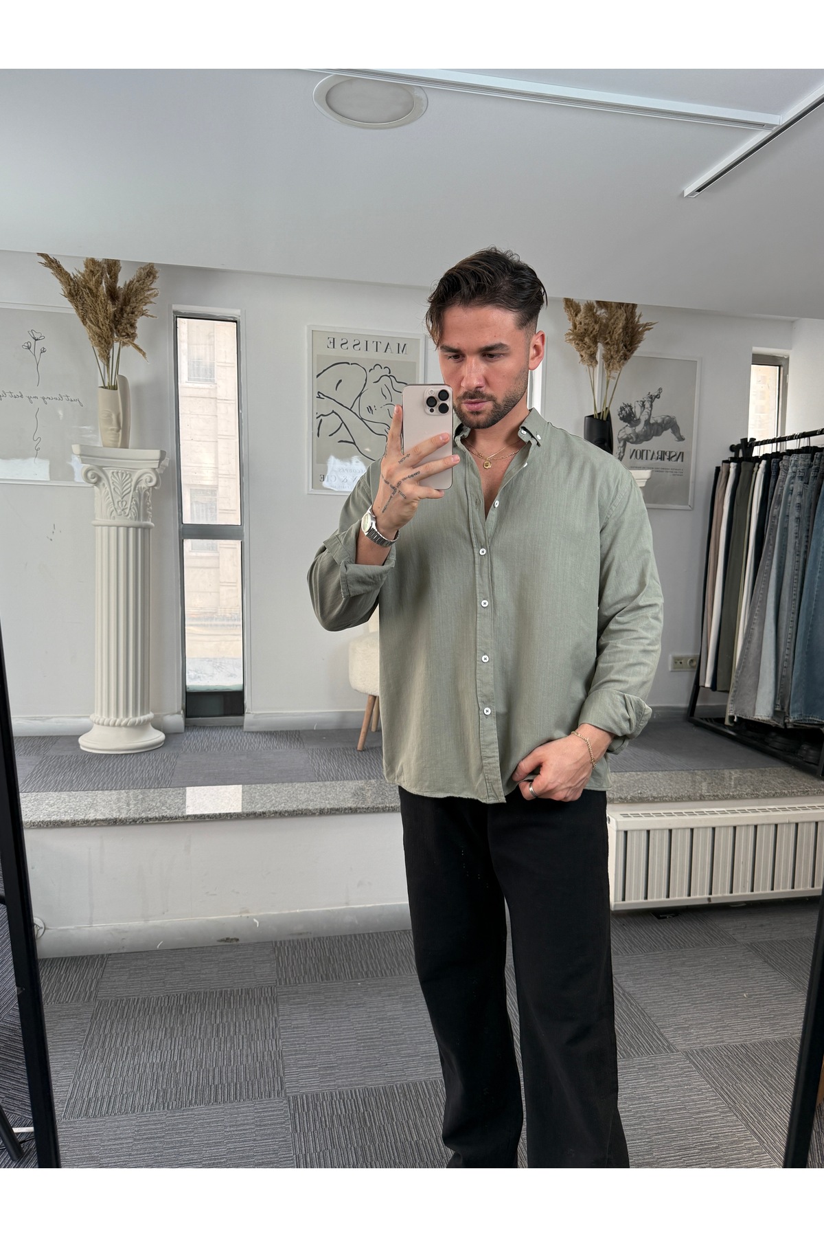 UTTBASİC  Giesto Oversize Fresh Keten Gömlek - Görsel 2