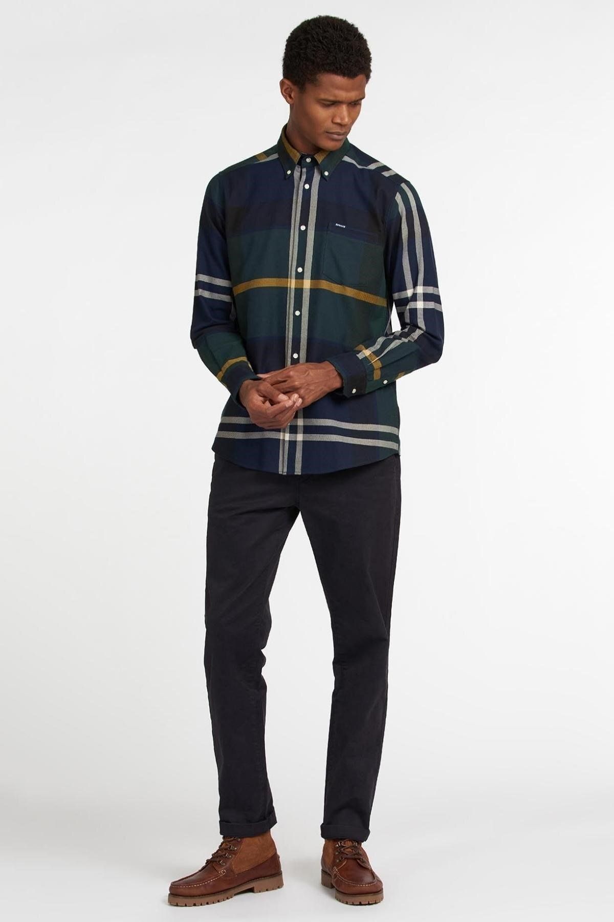پیراهن / بلوز دکمه دار مشکی مردانه خیاطی TN55 اورجینال Barbour