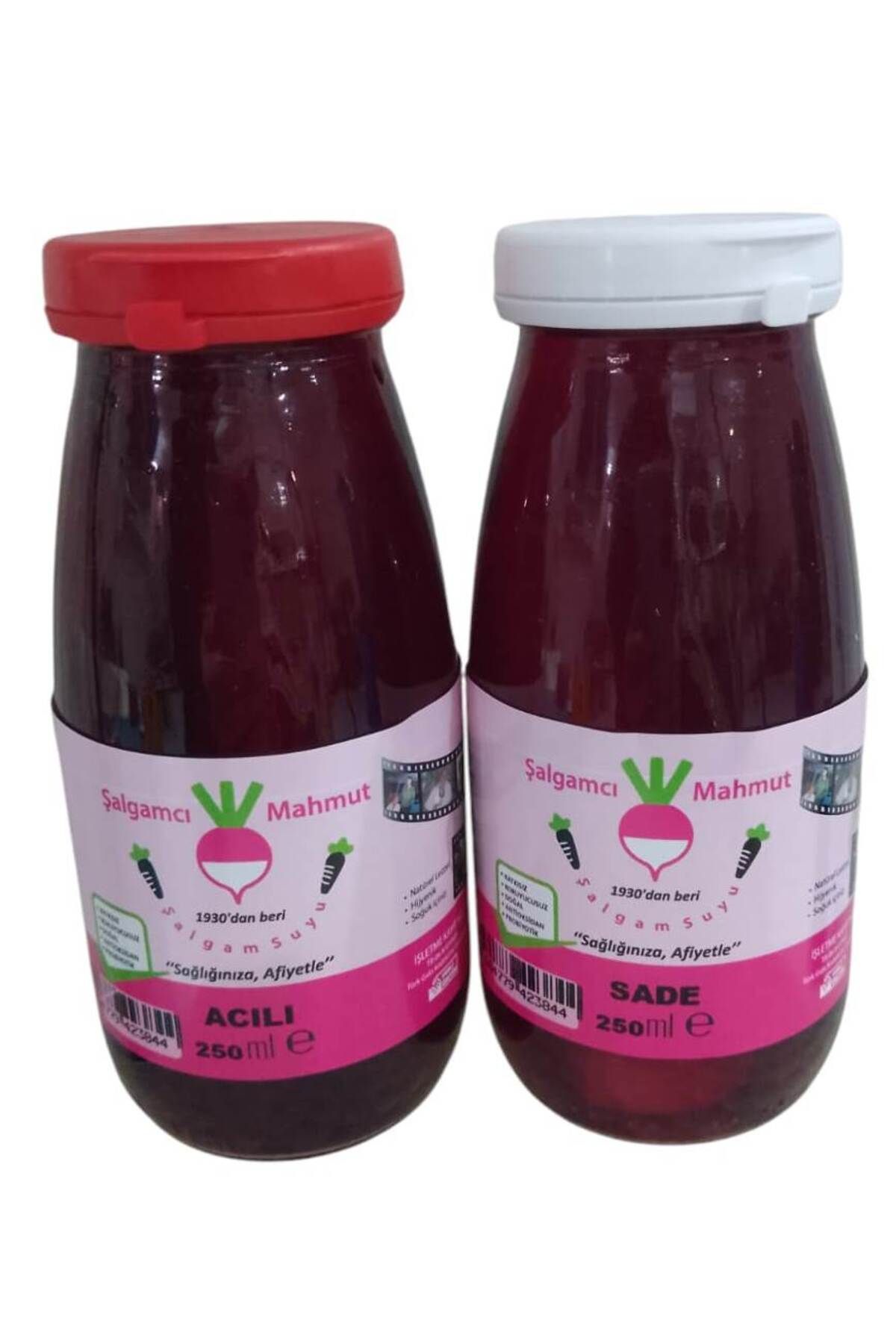 Şalgamcı Mahmut 12 Adet 250 ml Cam Şişede Taneli Doğal Adana Şalgamı (ACILI/ACISIZ)