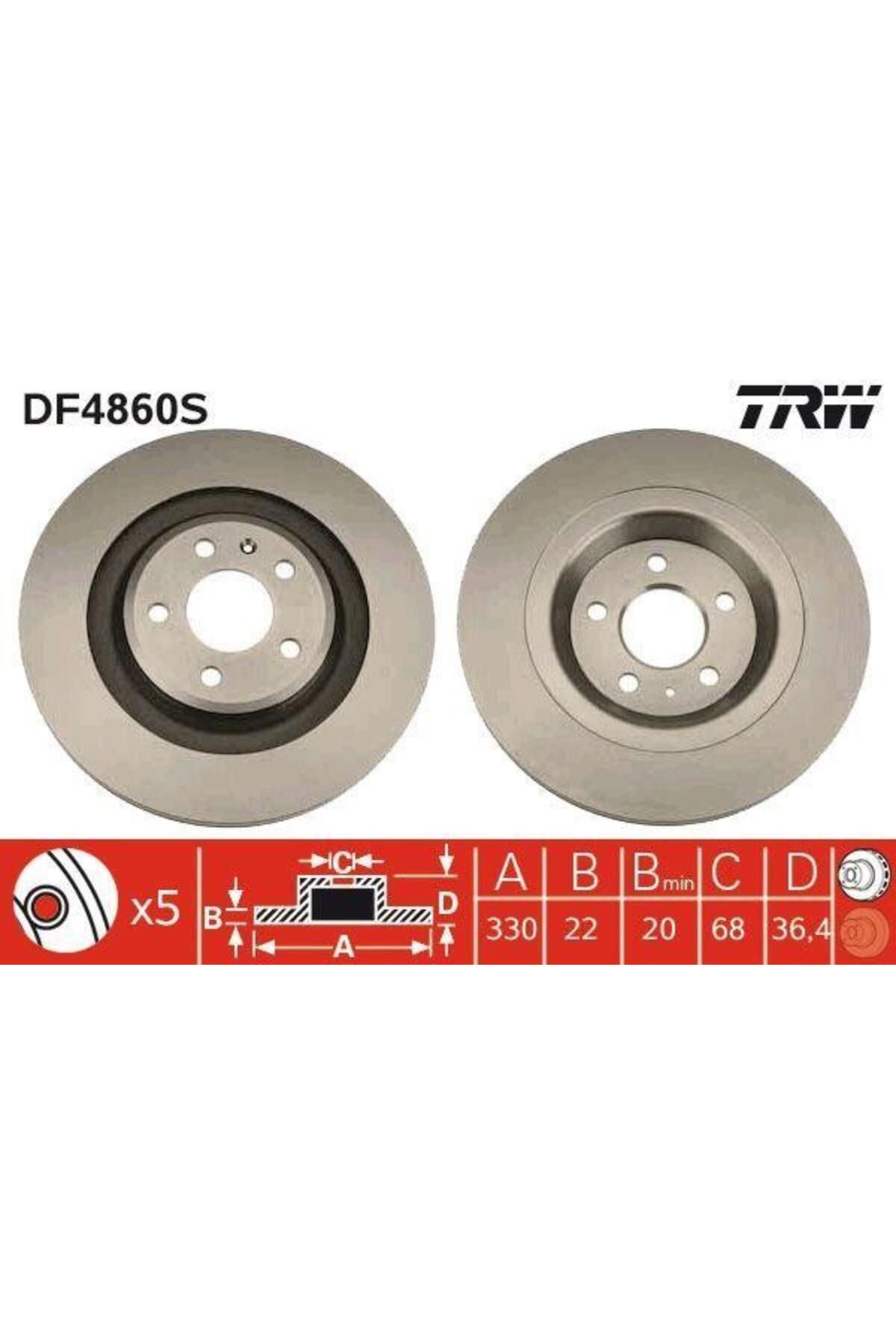 TRW DF4860S | VW A4 A5 A6 08-18 Fren Diski Arka 8K0615601c