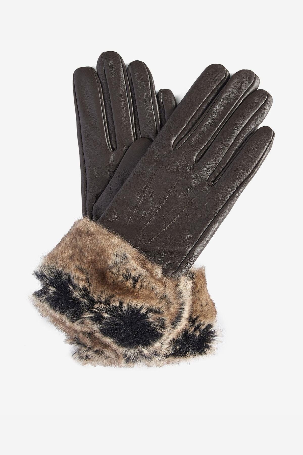 دستکش چند رنگ زنانه چرمی خز مصنوعی BR71 MIN. Barbour