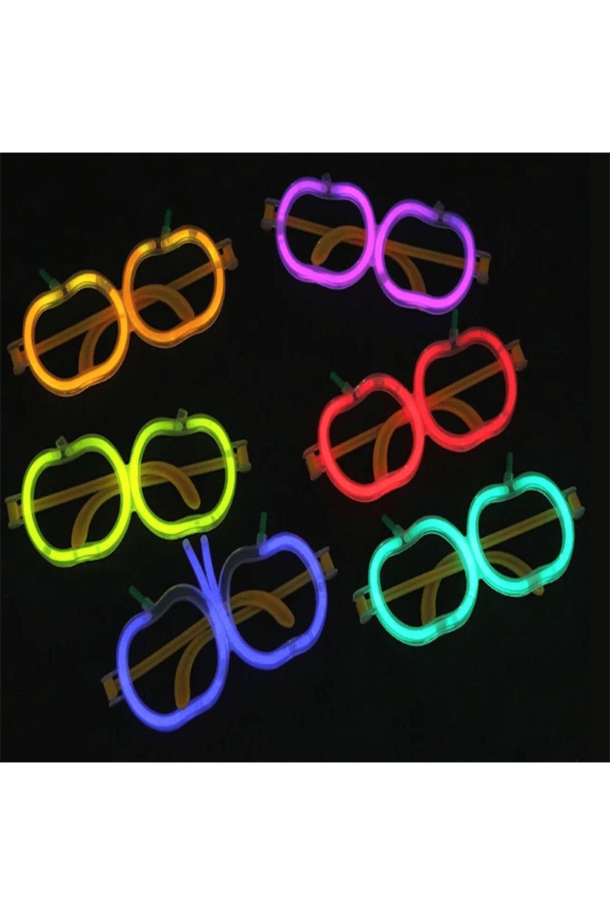Astra Market Glow Elma Gözlük - Glow Partisi Gözlüğü - Glow Stick Gözlük 12 Adet