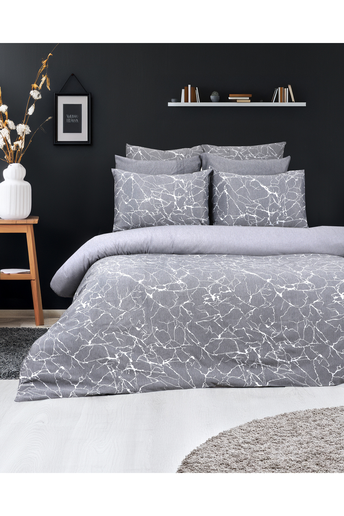 ÇIQRIK HOME-Single Ranforce Duvet Cover Set with Elastic Sheets - Stripe Pattern 1