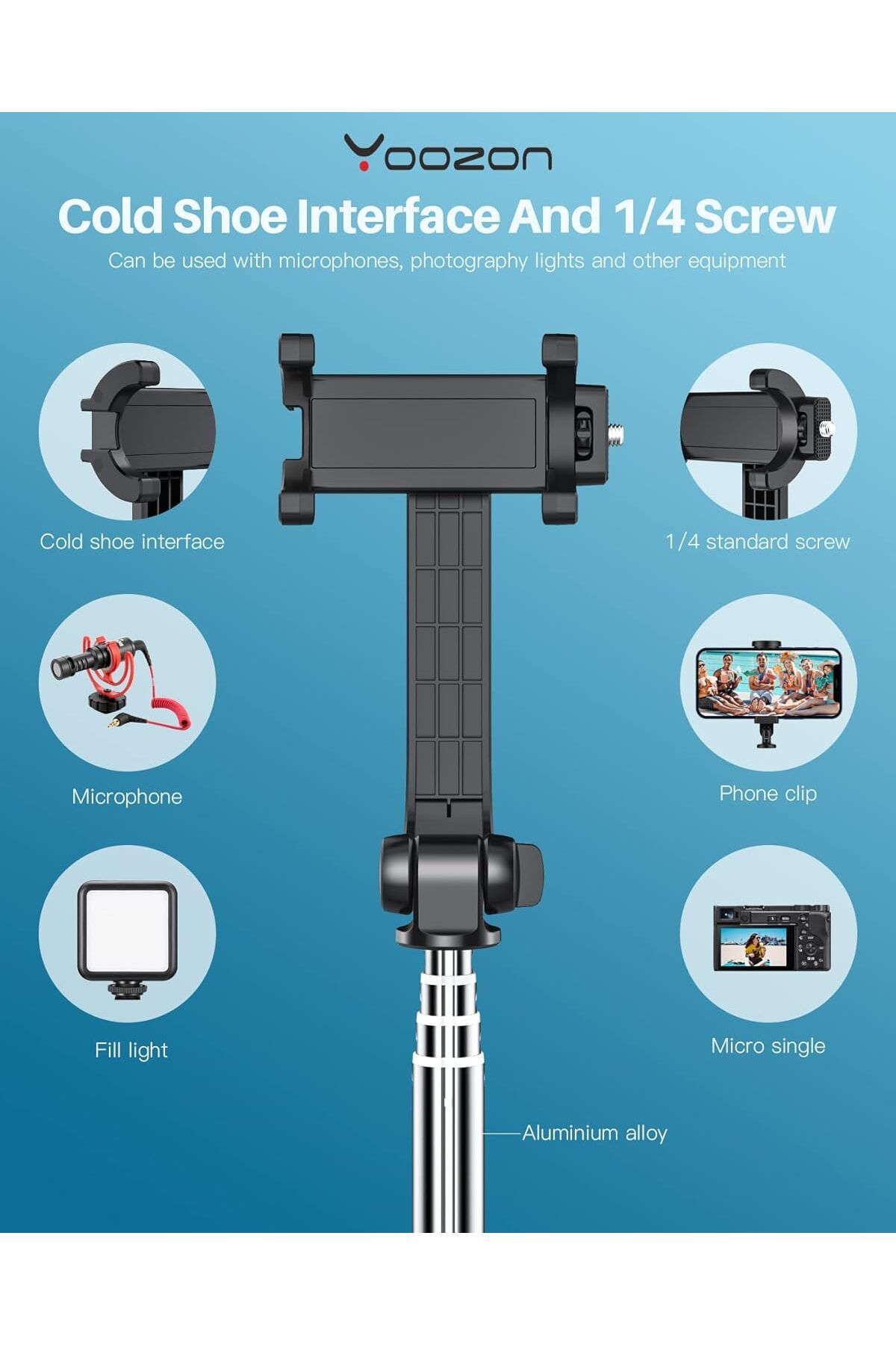 AWH-Selfie Stick Tripod Bluetooth – Extendable with Remote for iPhone, Galaxy, Huawei & More 4
