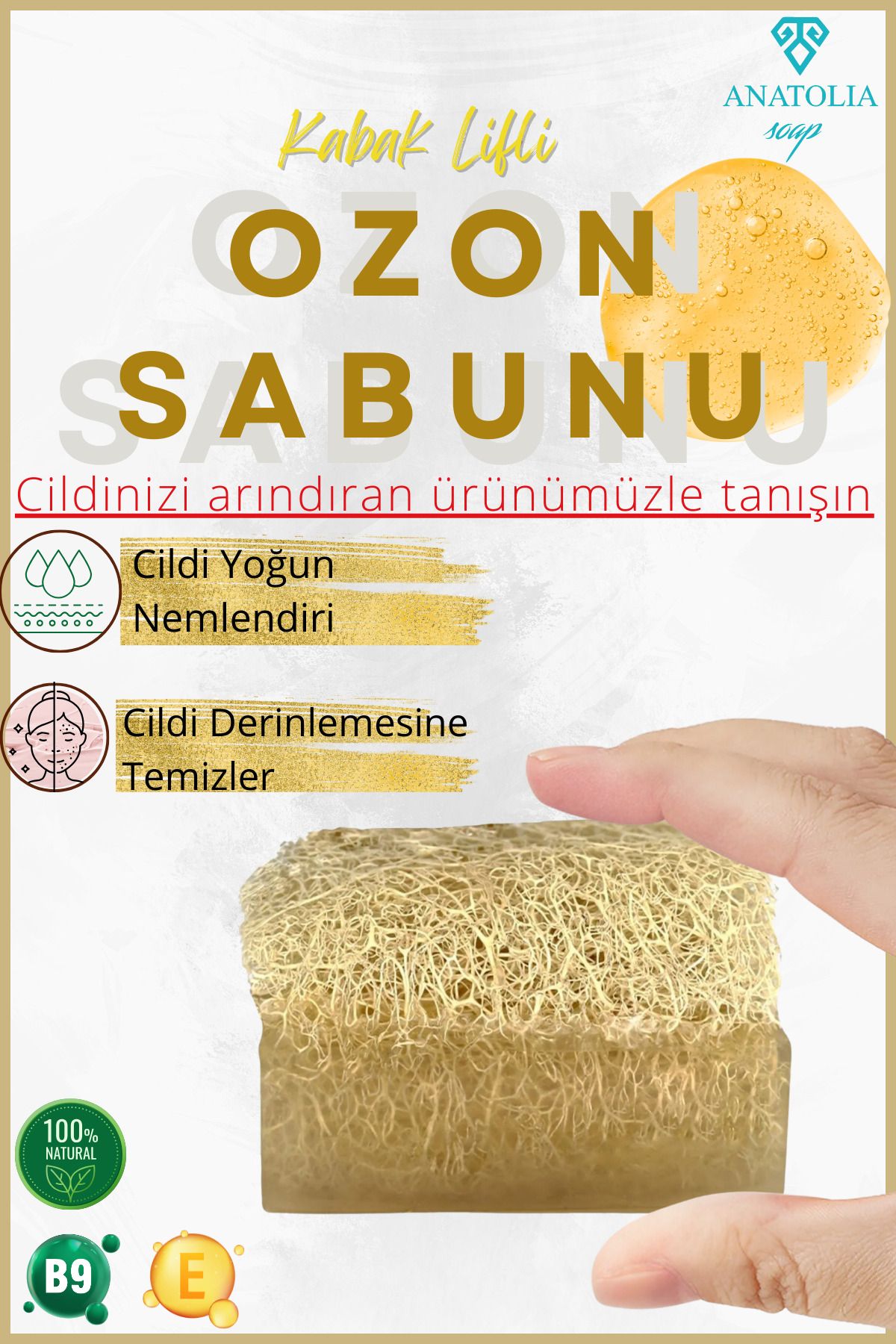 Anatolia Soap-Natural Pumpkin Fiber Ozone Soap - Skin Renewing and Purifying Serum Effect Collagen 1