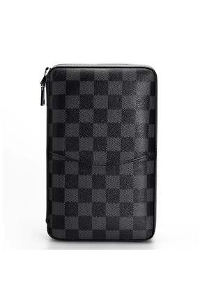 CONQUİSTADOR Seyahat Humidoru Deri Siyah Kareli İçi Sedir