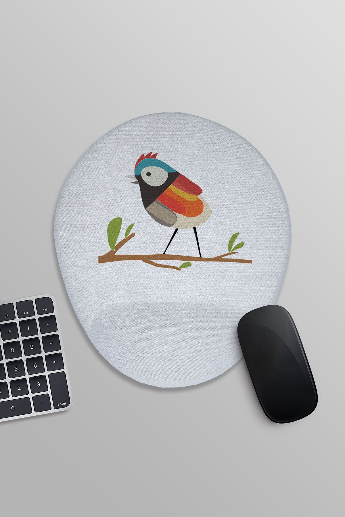qoeuyl boutique Mousepad Oval Asortat Cu Suport Pentru Încheietura Mâinii Cu Pasăre Drăguță Imprimată Pe Ramură - One Size