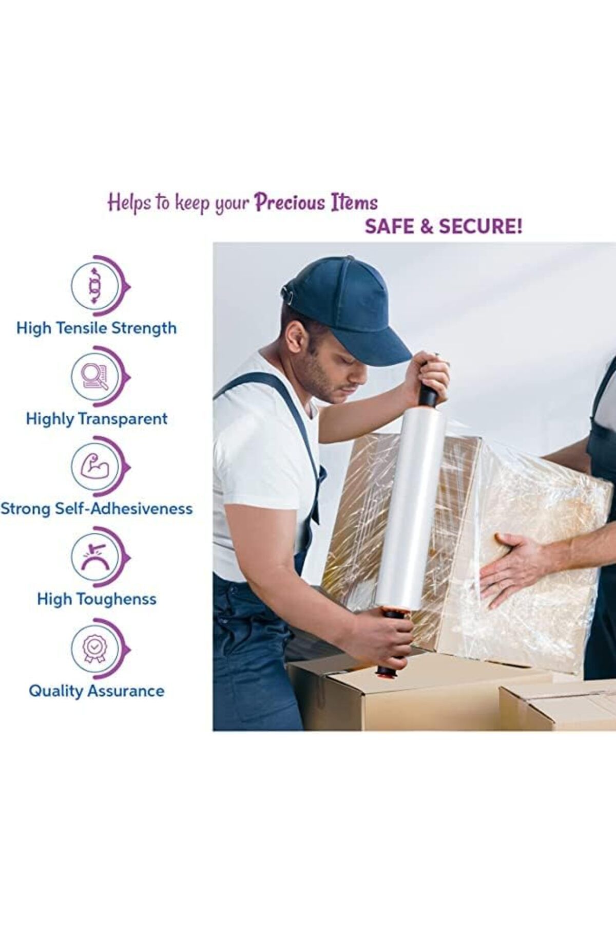 AKDC-Clear Stretch Film Wrap, Heavy Duty, Self-Adhering, for Moving, Shipping, Packing (2-Pack) 5