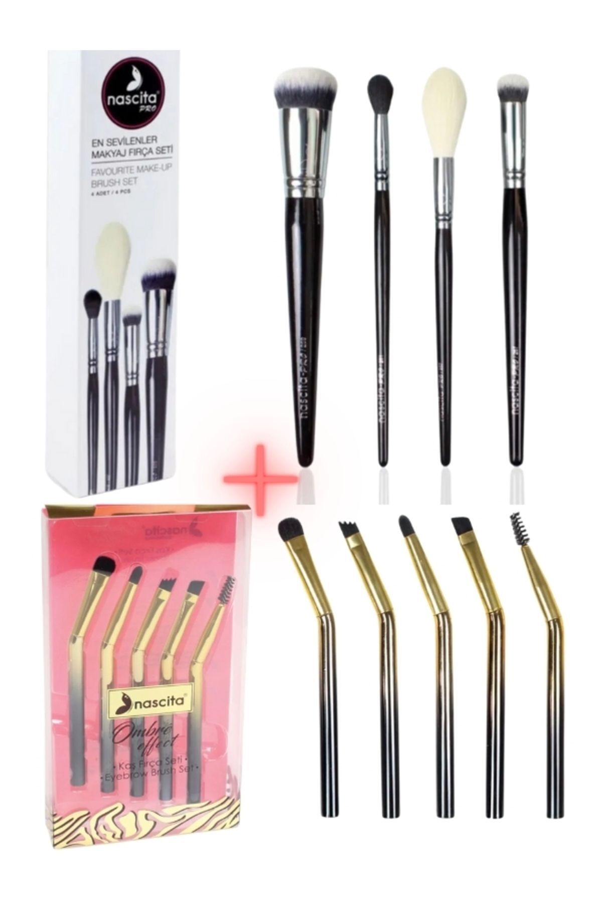 nascita 4 Lü En Sevilenler Makyaj Fırça Seti NASBRUSHSET54 + Ombre Serisi 5 Lı Kaş Fırça Seti NASBRUSHSET24 — SET54+SET24