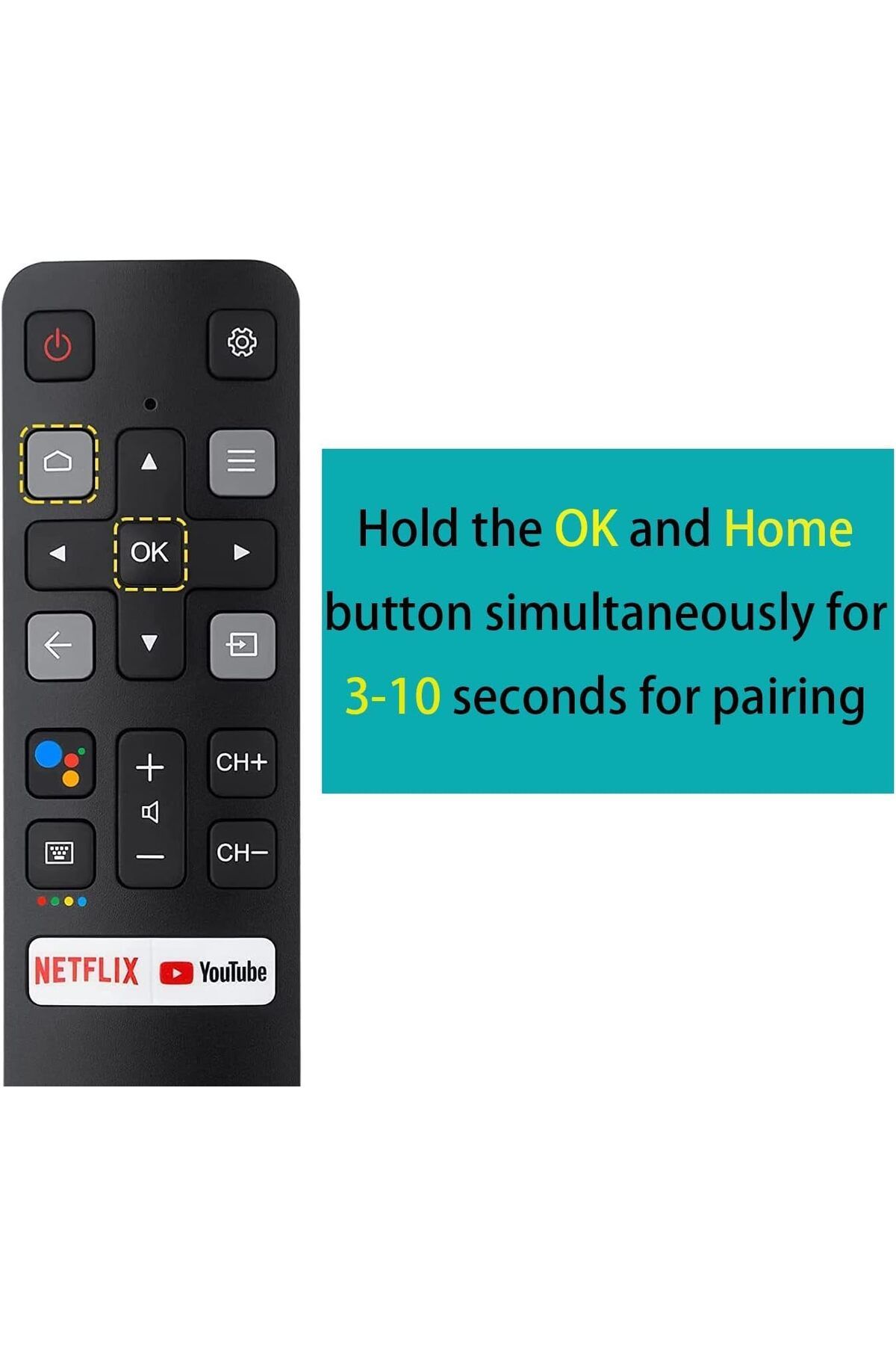 AWH-OEM Replacement Remote for TCL TV RC802V FNR1, Netflix&YouTube Keys, Fits 32S6500A 65P8S 55P8S 5