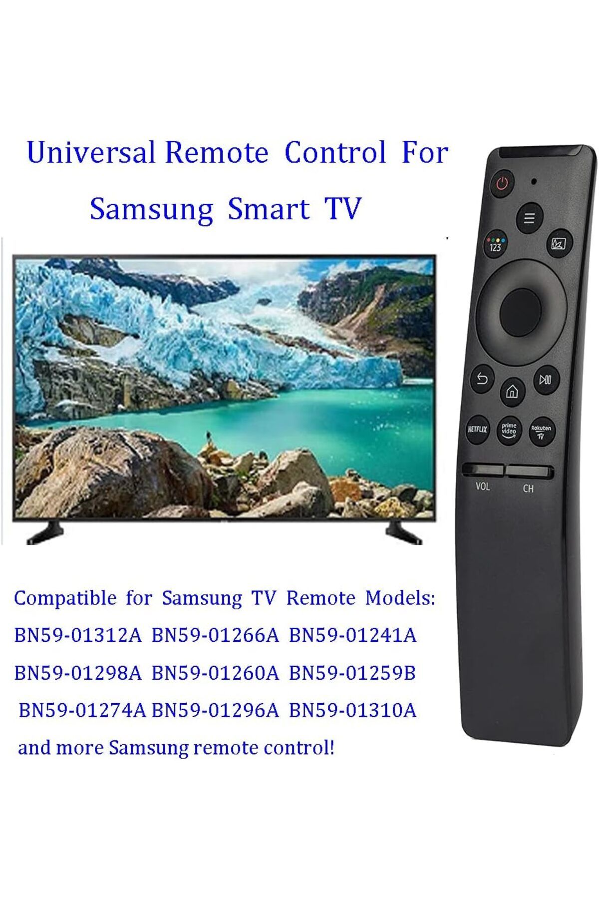 AWH-Universal Remote for Samsung Smart TV, LCD LED UHD QLED, with Netflix & Prime Video Buttons 2