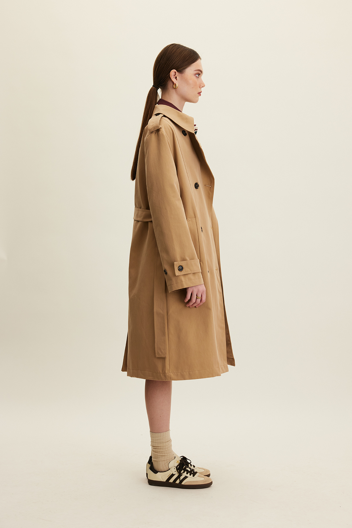 Manuka-Anika Camel Trench Coat - Double Breasted and Belted 5