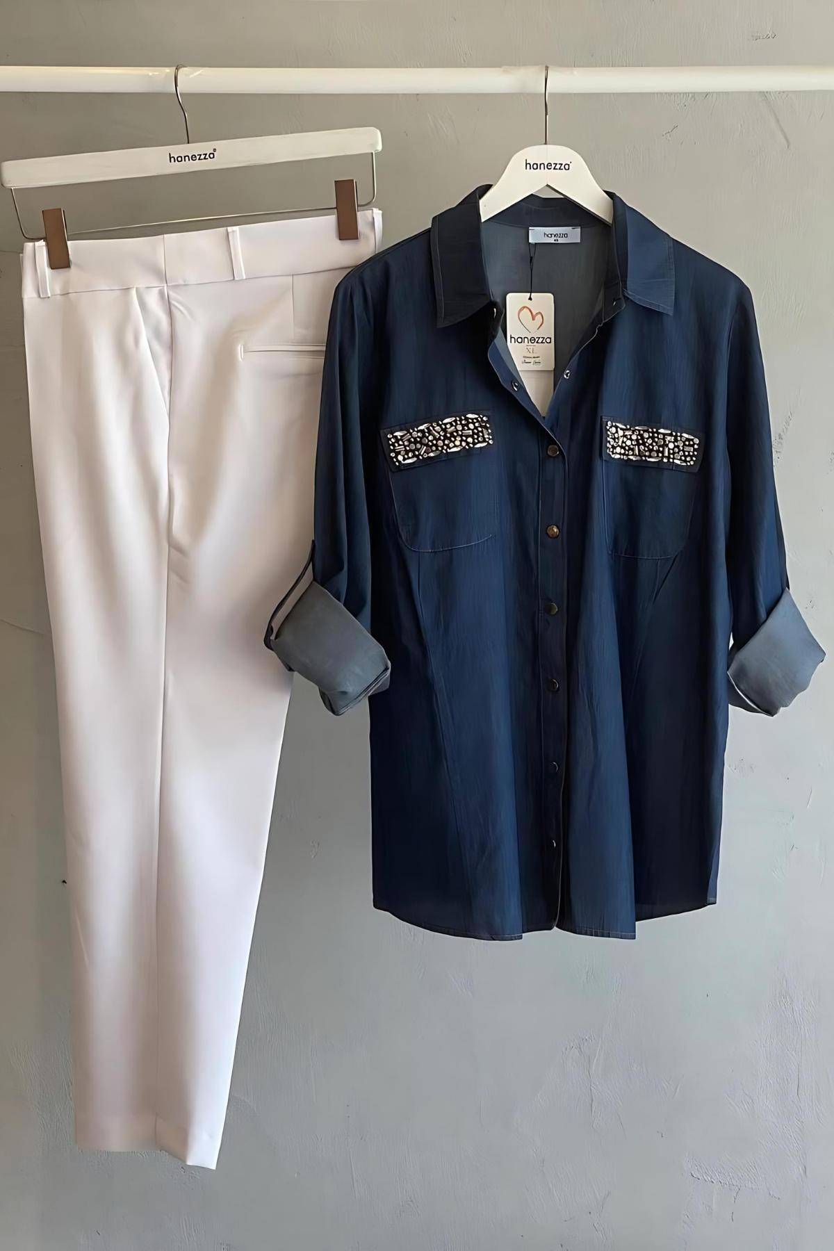 Hanezza-Plus Size Comfortable and Elegant Denim Shirt - Add Elegance to Your Every Memory 1