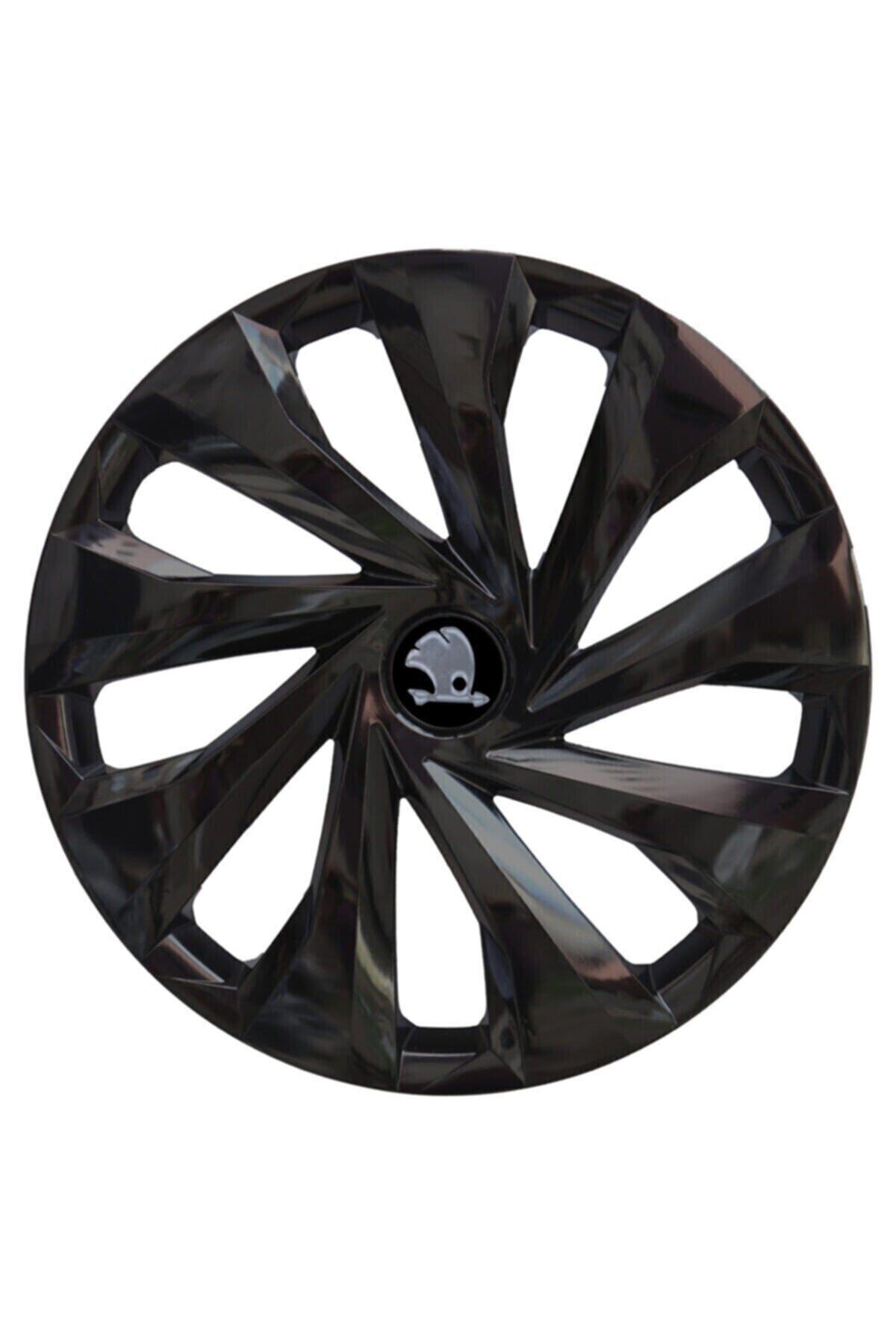 Arkem Skoda Fabia 15'' Inç Uyumlu Siyah Jant Kapağı 4 Adet 1 Takım 1002 Siyah
