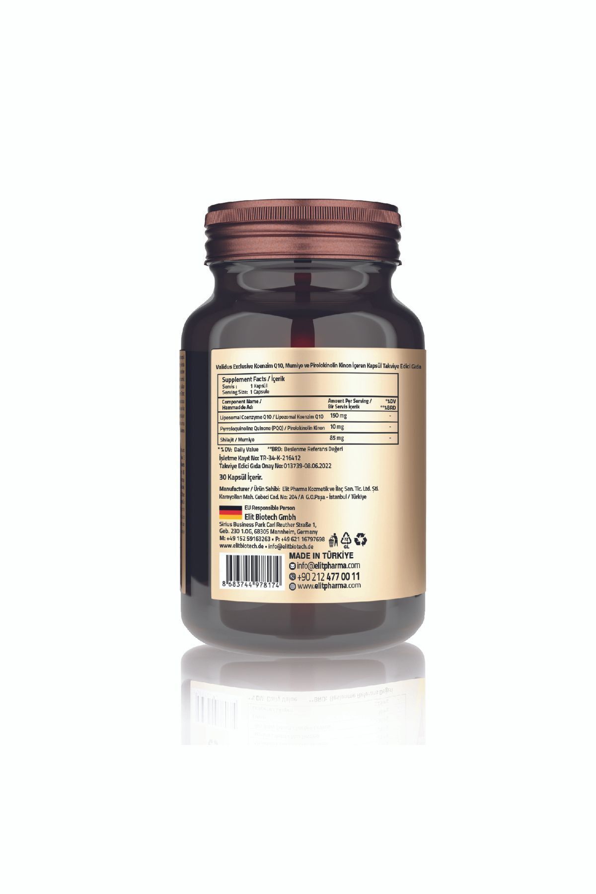 Validus-Liposomal Coenzyme Q10 150 Mg + Pqq + Shilajit 30 Capsules 2