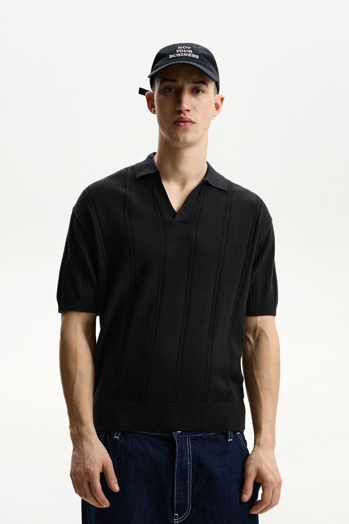 Bershka-Textured Short Sleeve Polo Shirt Ramadan 1