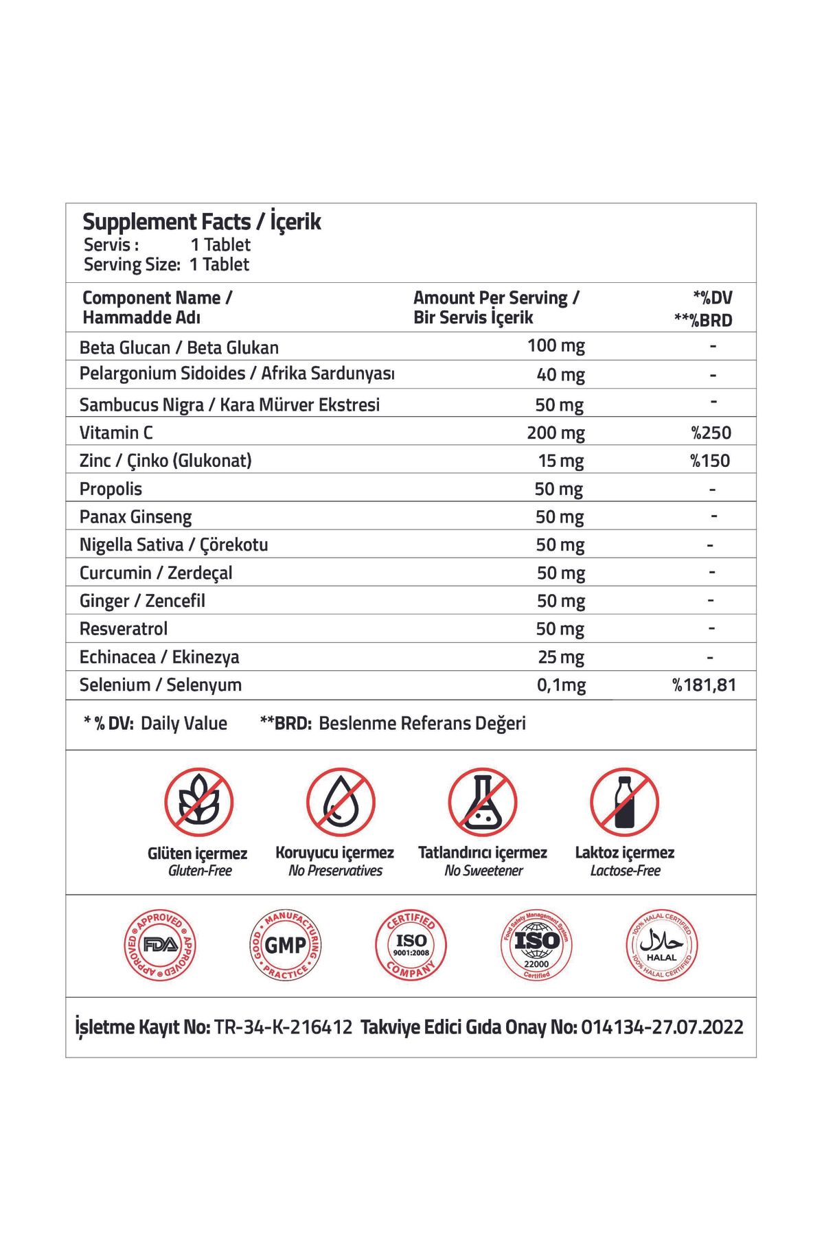 Validus-Immun Beta Glucan - Sambucus Nigra + Pelargonium + Echinacea + Curcumin + Propolis 30 Tablets 4