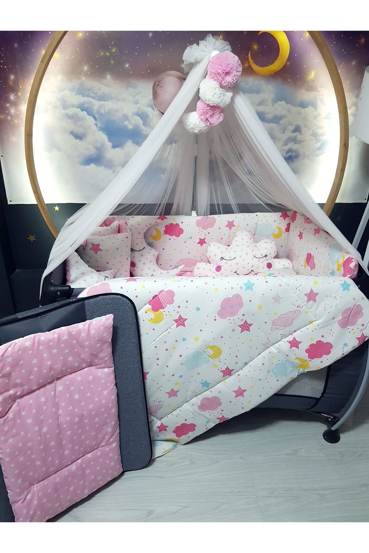 Baby Clime-70X120 Luxury Baby Sleeping Set with Mosquito Net 17 Pieces (Including Metal Apparatus) 4