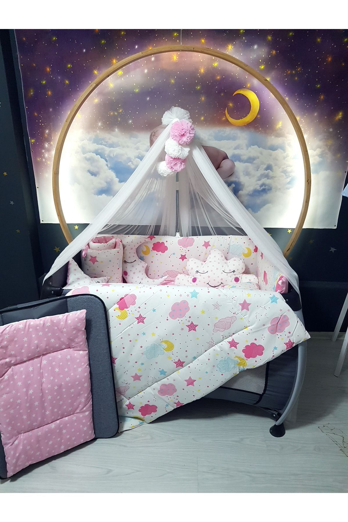 Baby Clime-70X120 Luxury Baby Sleeping Set with Mosquito Net 17 Pieces (Including Metal Apparatus) 3