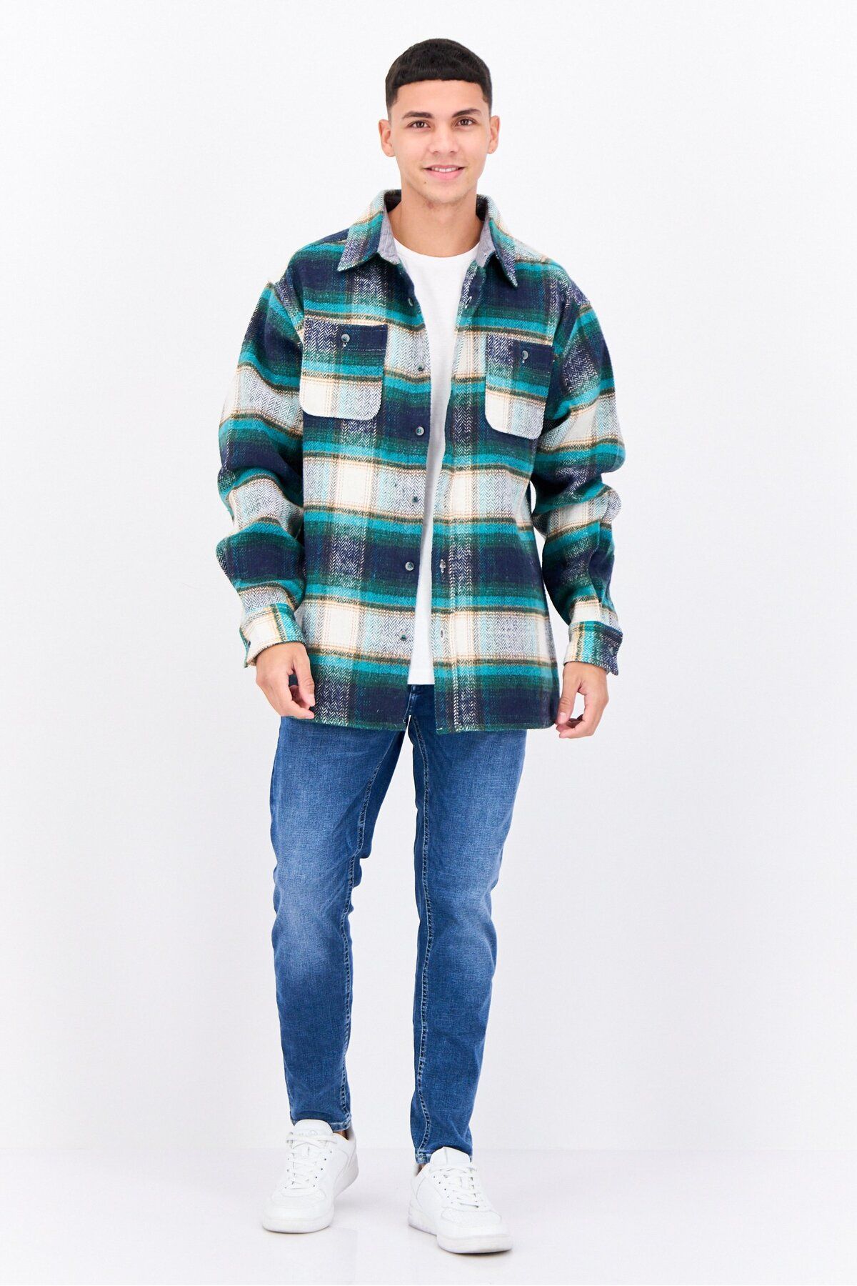 Sovereign Code-Men Plaid Jacket Shirt, Green 4