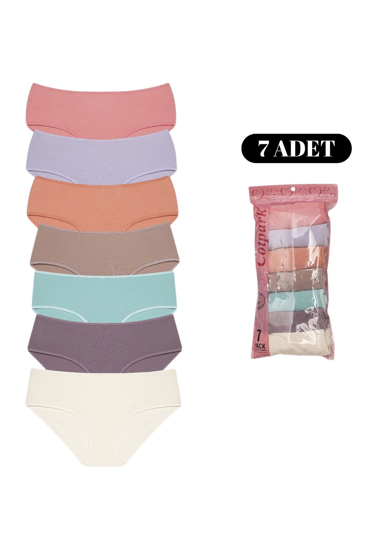 Cotpark-Chiloți bikini de bază din bumbac pentru femei, pachet de 7 4103 1