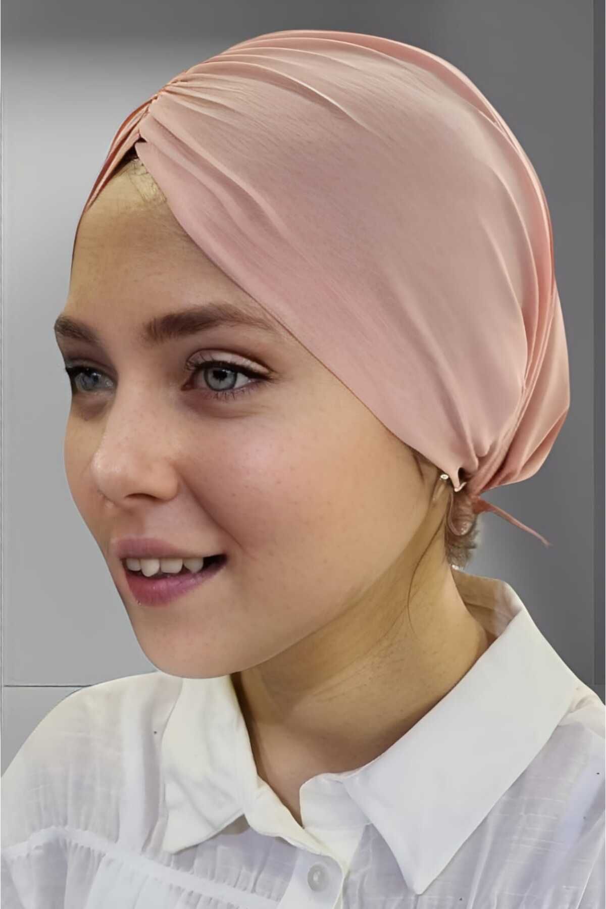 Uniquetrenders-Women's Luxury Sandy Fabric Tied Pleated Hijab Bonnet 8