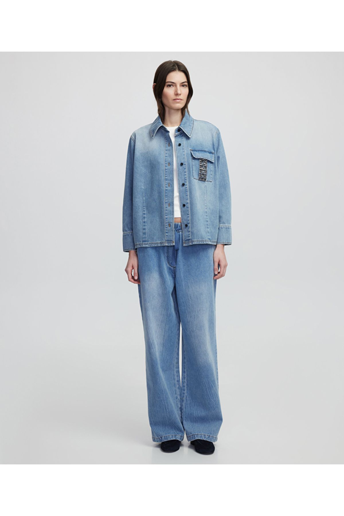 İpekyol-Embroidered denim shirt 2