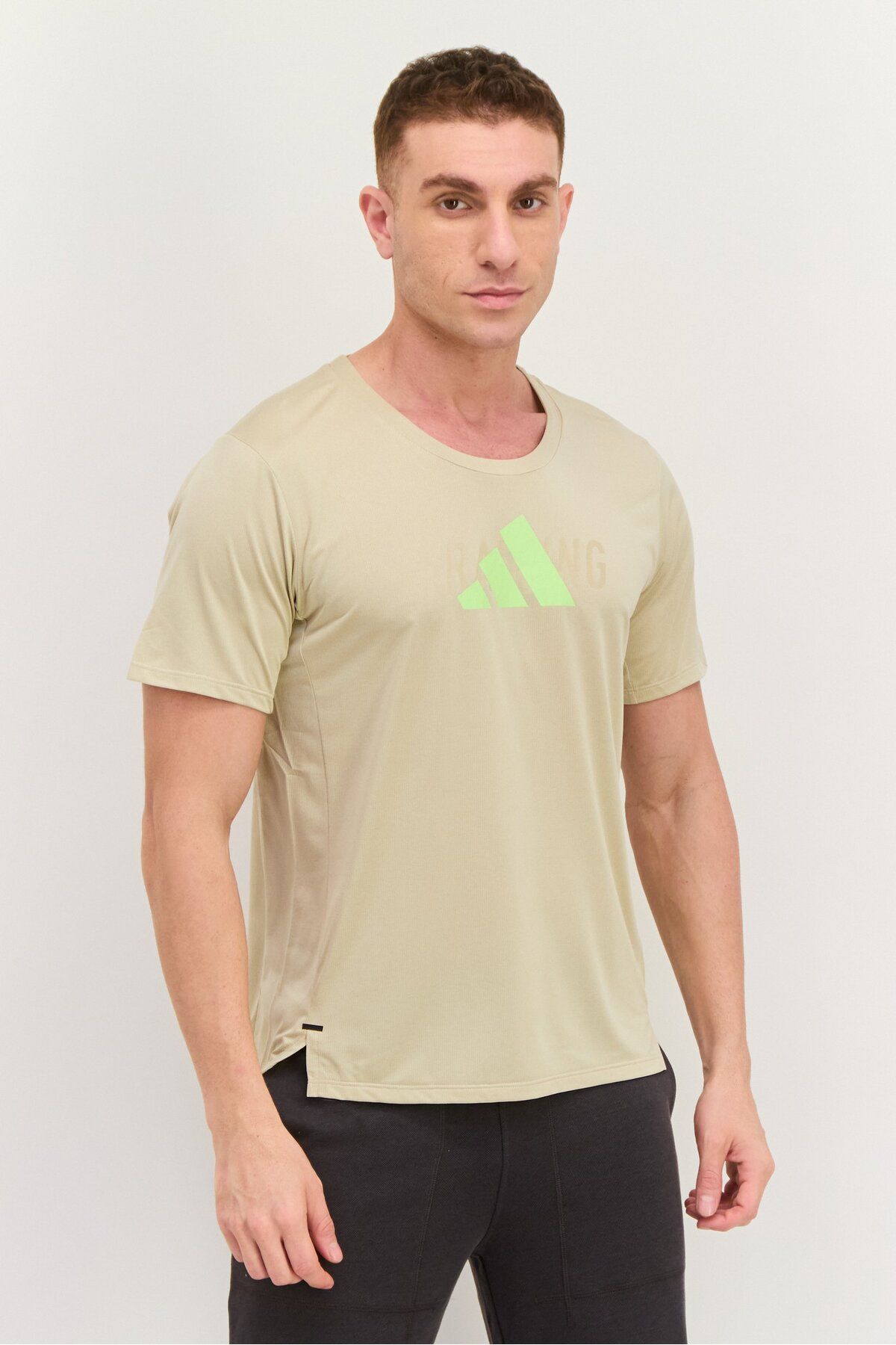 adidas-Men Sportswear Fit Short Sleeve Training T-Shirt, Beige 1