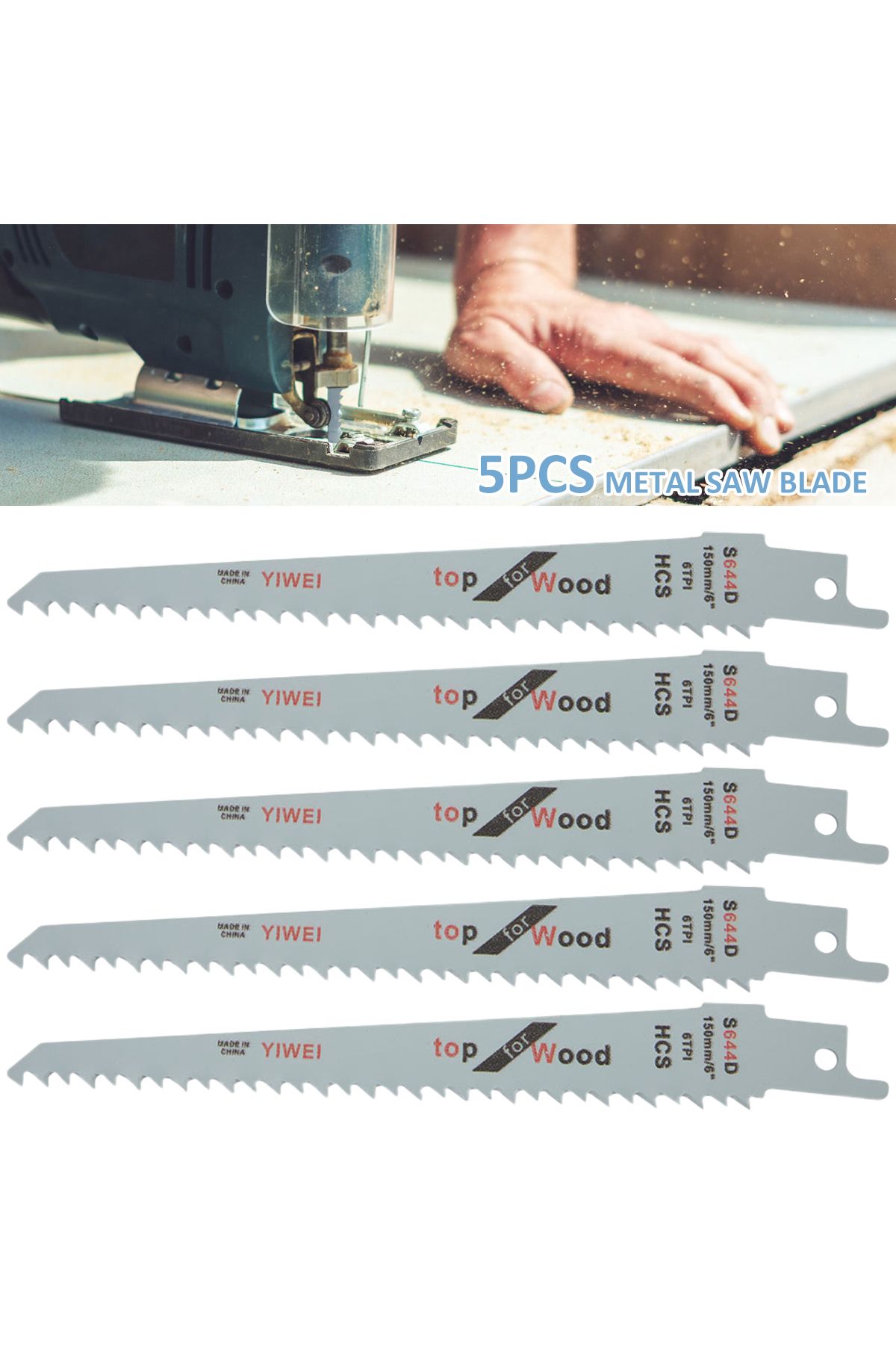 Toorise-5Pcs Reciprocating Jig Saw Blades Fast Cut Down HCS Multi Saw Blade For Cutting Wood Plastic Meta... 1