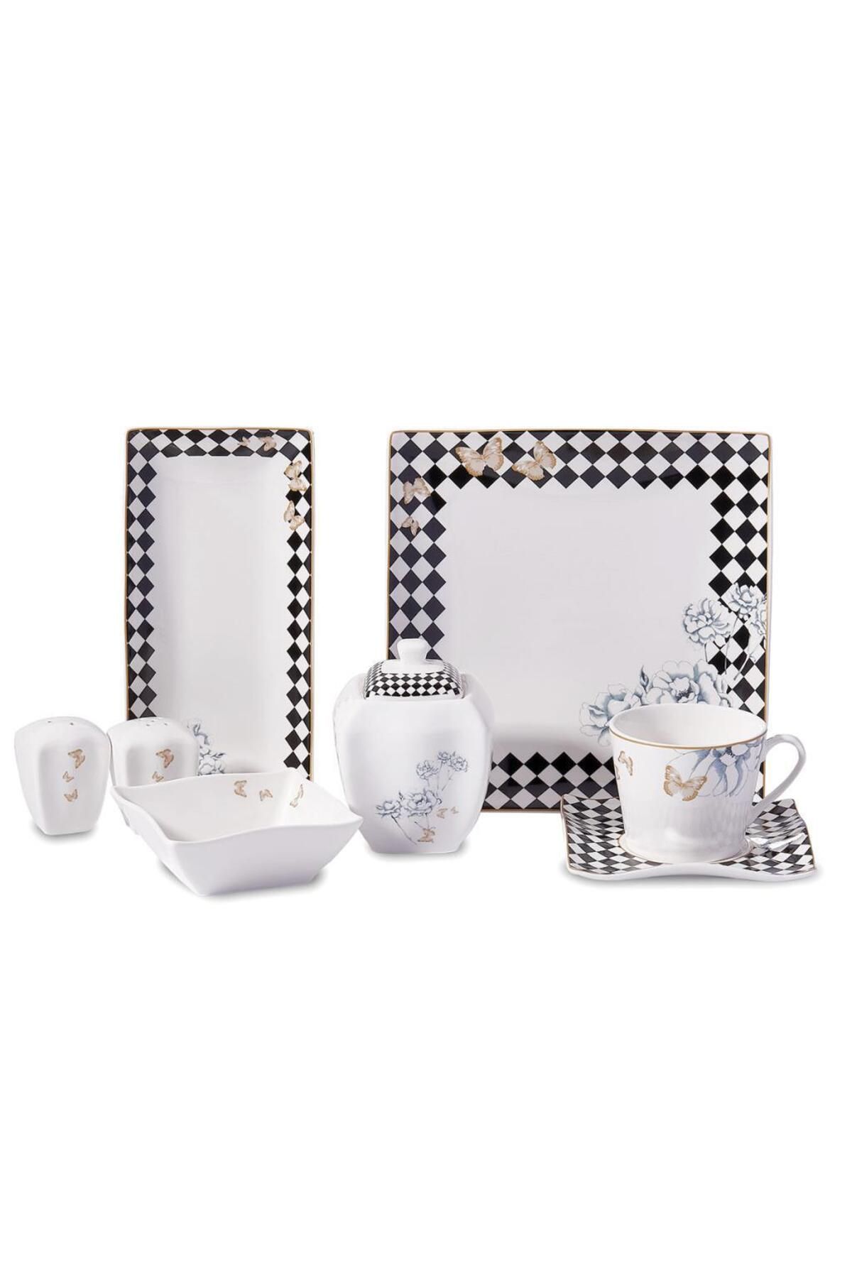KORKMAZ-A8573 Link Collection Square Breakfast Set 28 Pieces 1