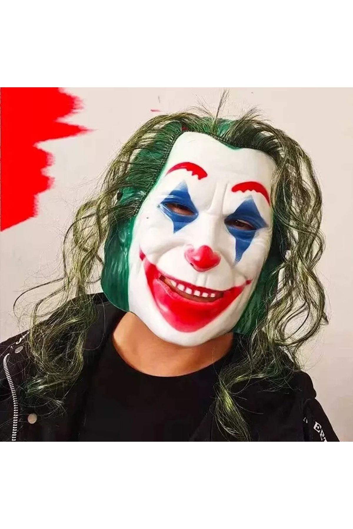 Avantaj Kapıda ® Joaquin Phoenix Joker Maskesi Yeşil Saçlı (Parti Temalı)