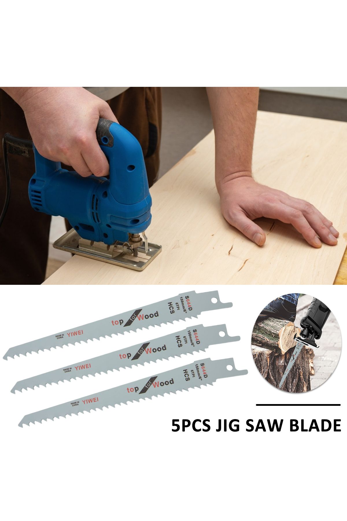 Toorise-5Pcs Reciprocating Jig Saw Blades Fast Cut Down HCS Multi Saw Blade For Cutting Wood Plastic Meta... 3