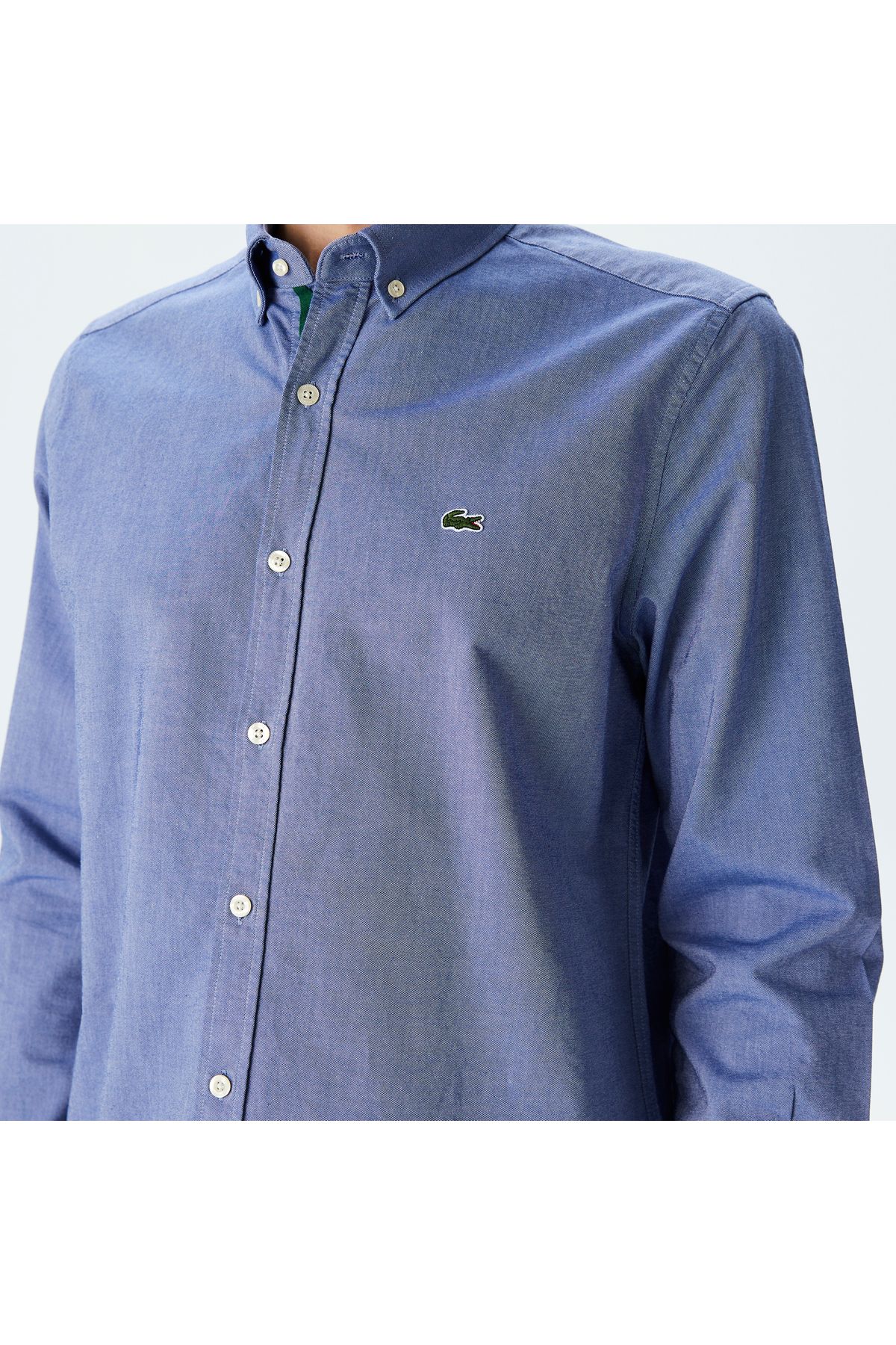 پیراهن / بلوز دکمه دار آبی مردانه یقه لباس باریک Lacoste