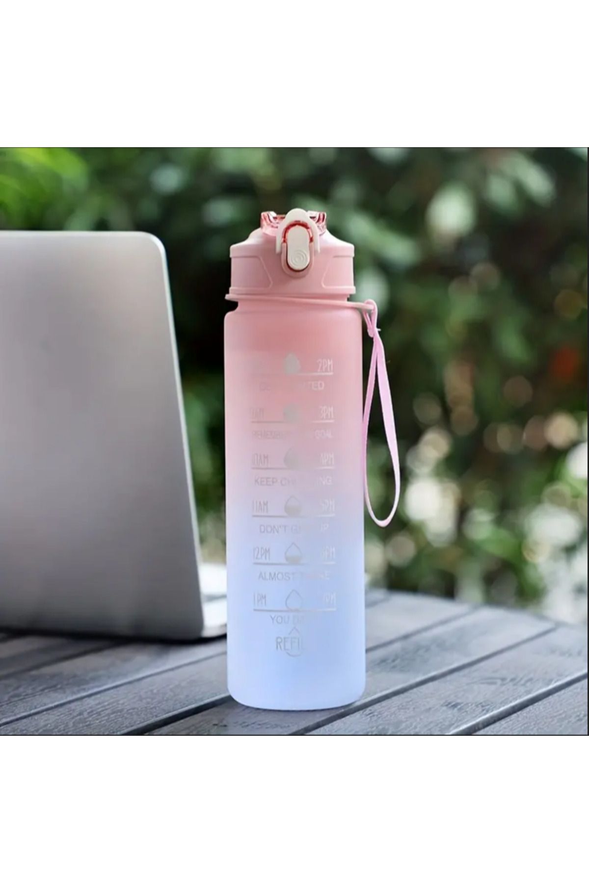 Choice-Pink 700ml Inspirational Outdoor Sports Water Cup With Time Scale And Drop-Resistant Lid - Portable 1