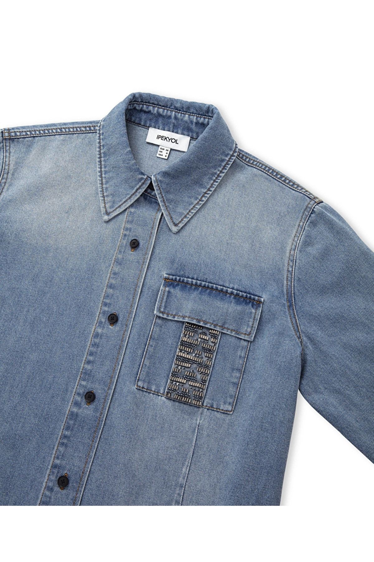 İpekyol-Embroidered denim shirt 4