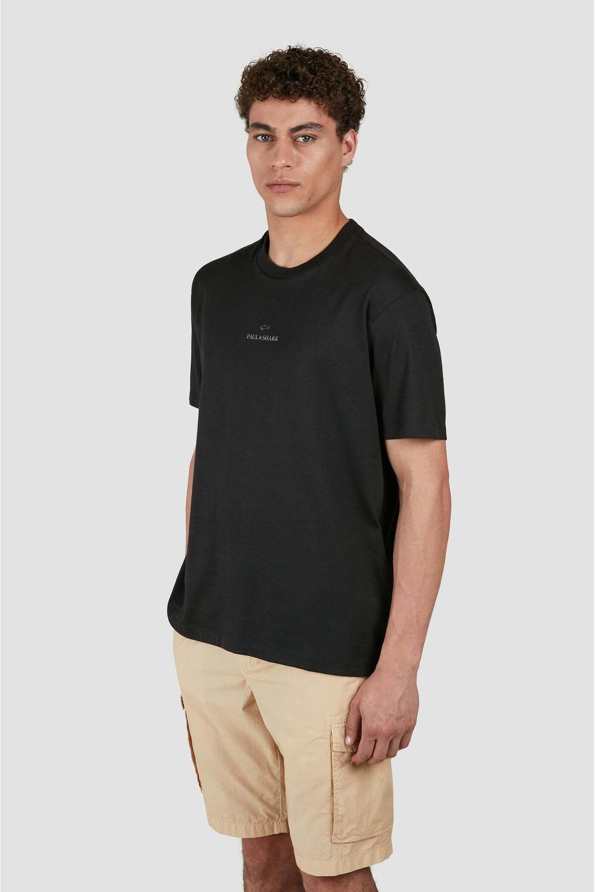 پال اند شارک تی‌شرت آستین کوتاه مردانه طرح لوگو براق مشکی C0P1240-11D