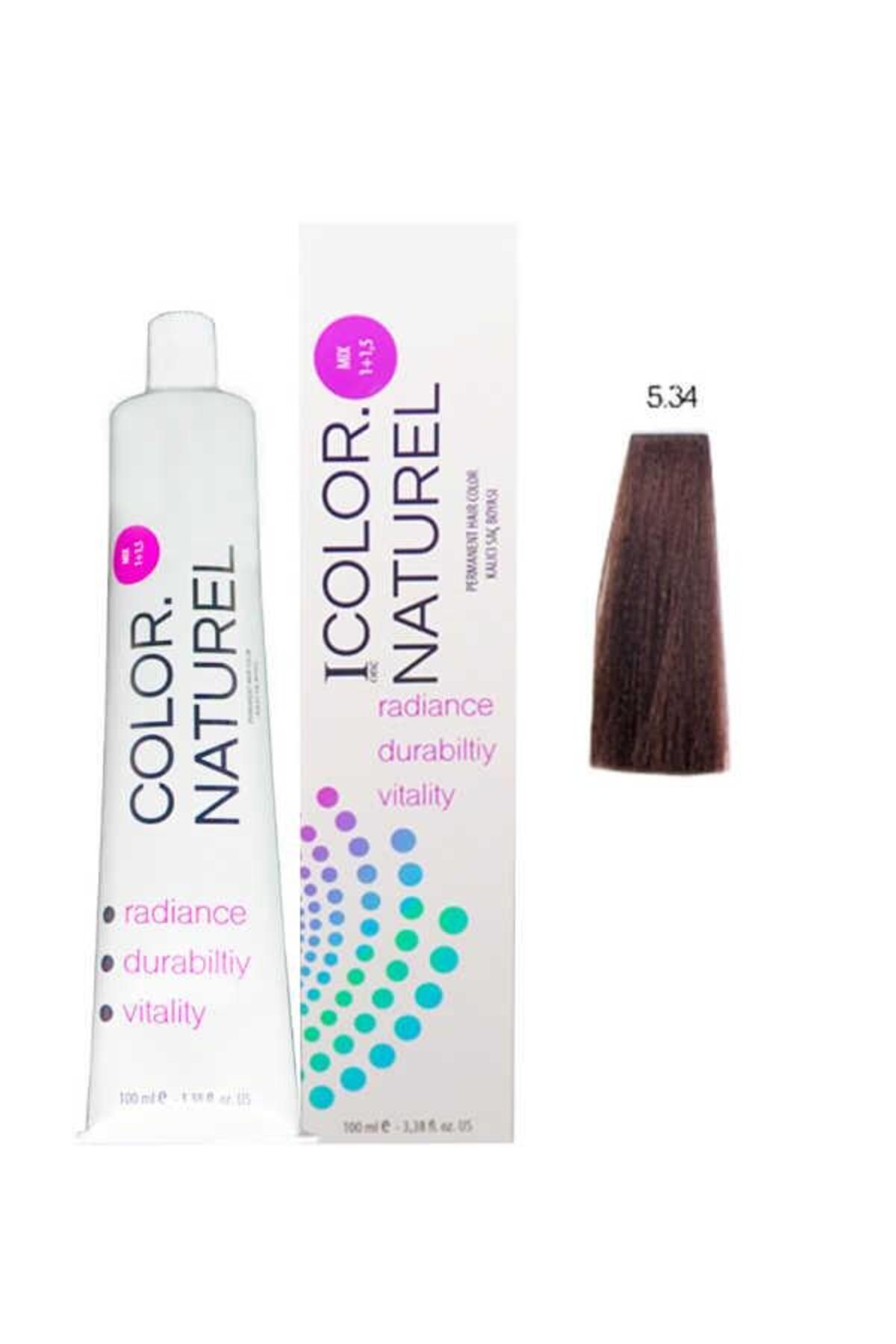 رنگ موی دائمی 100 میلی لیتر 5.34 مس طلای تیره Color Naturel