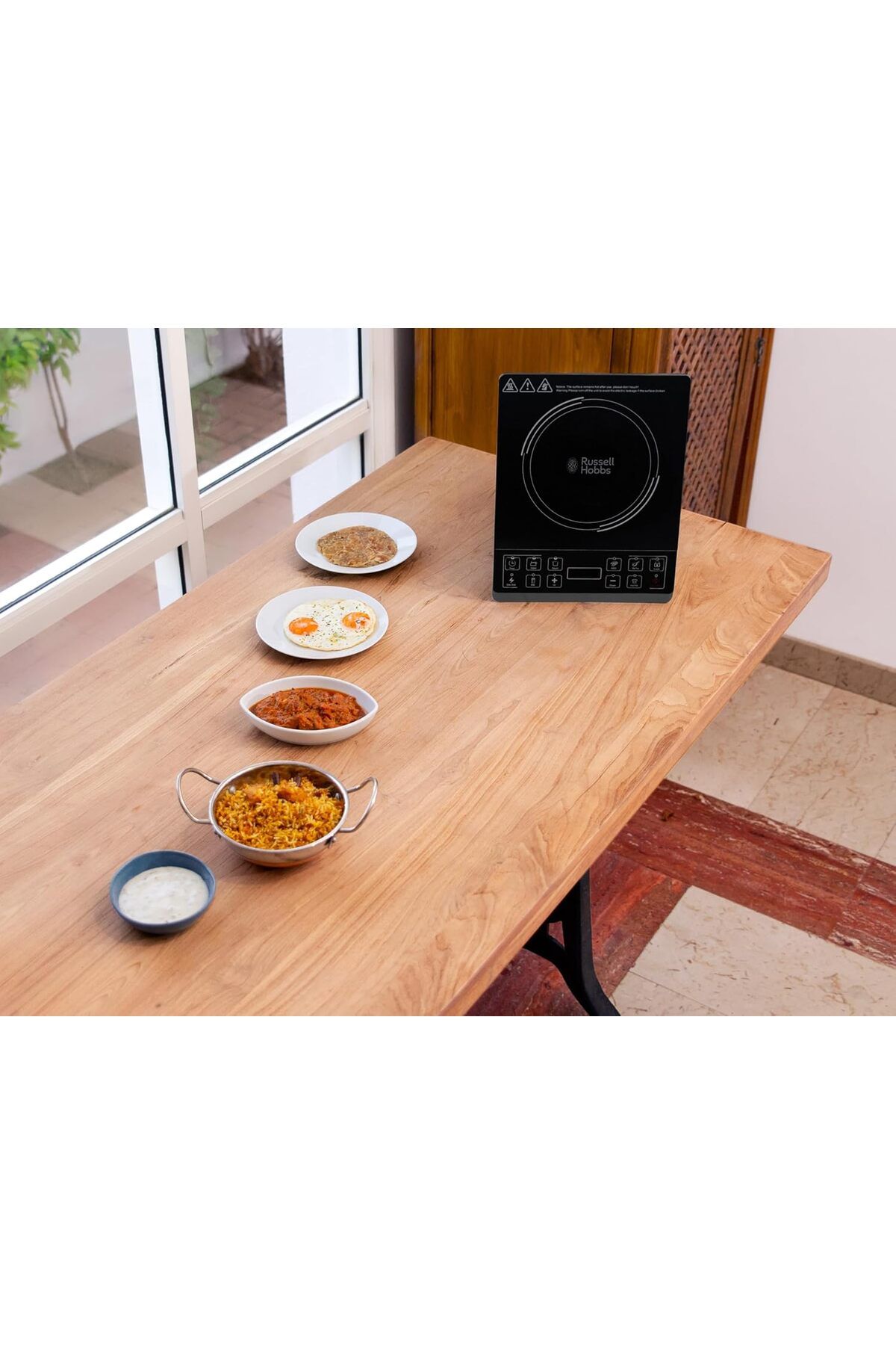 RUSSELL HOBBS-Infrared Single Burner, 2000W, 80℃-650℃, Push Button Control, 3hr Timer, Safety Lock. 3