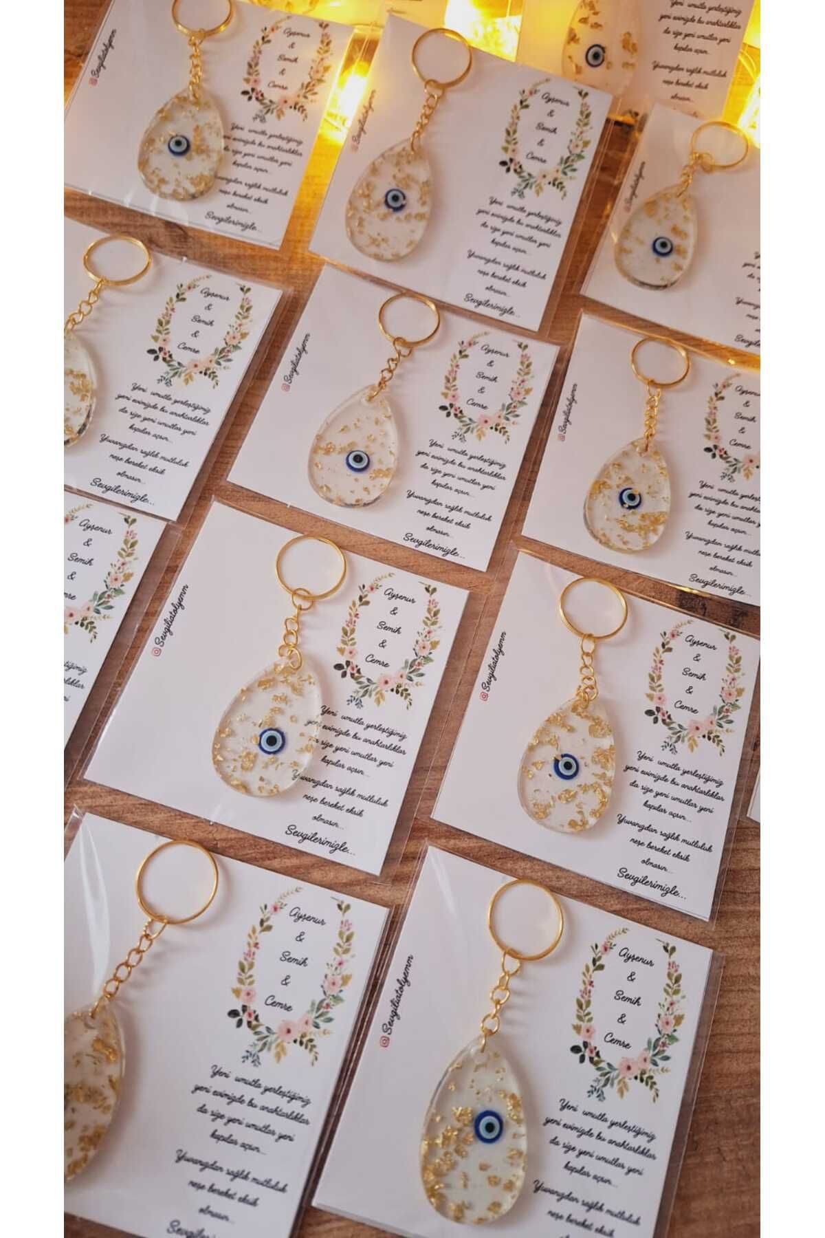 sevgiliatolyemm mutluluk getirmesi dileğiyle-Keyring with Evil Eye Beads 10 Pieces Circumcision Birthday Newborn Gifts 4