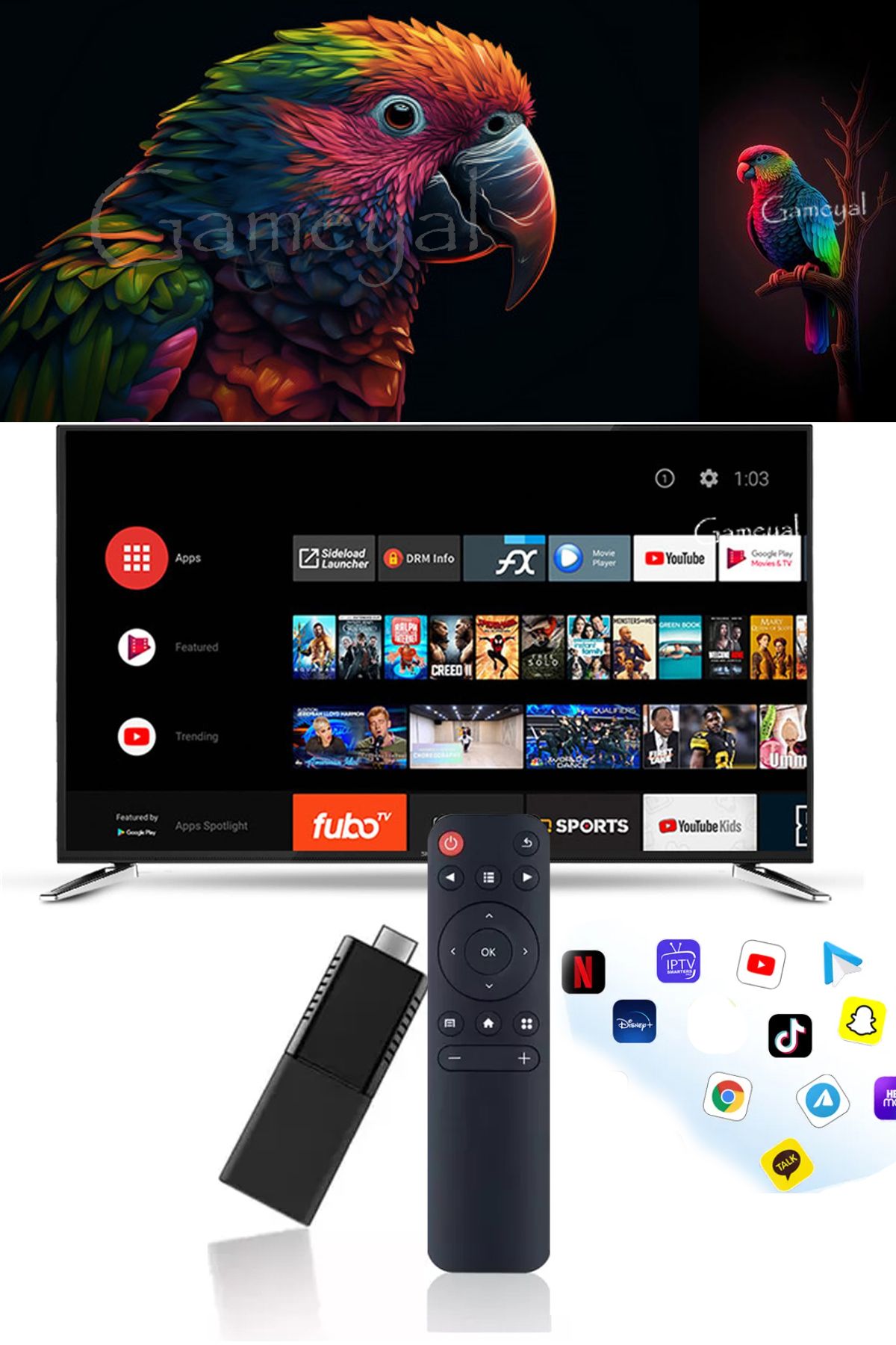 Gameyal Android Tv Box Tv Stick Android Medya Oynatıcı Smart Tv Wifi Güncel Netflix Youtube İnat Tv Destekli