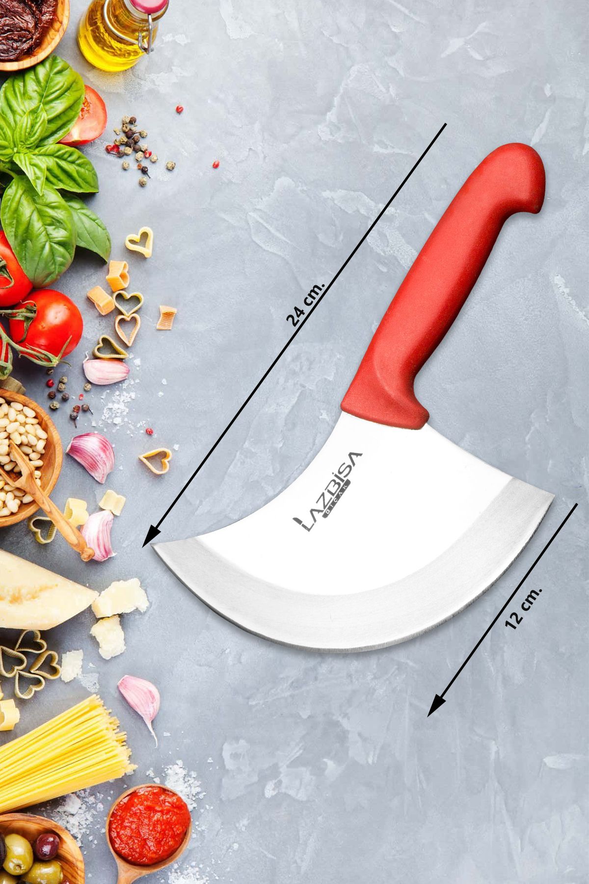 LAZBİSA-Siver Series Kitchen Knife - Daily Use Crescent and Pizza Pita Knife 2