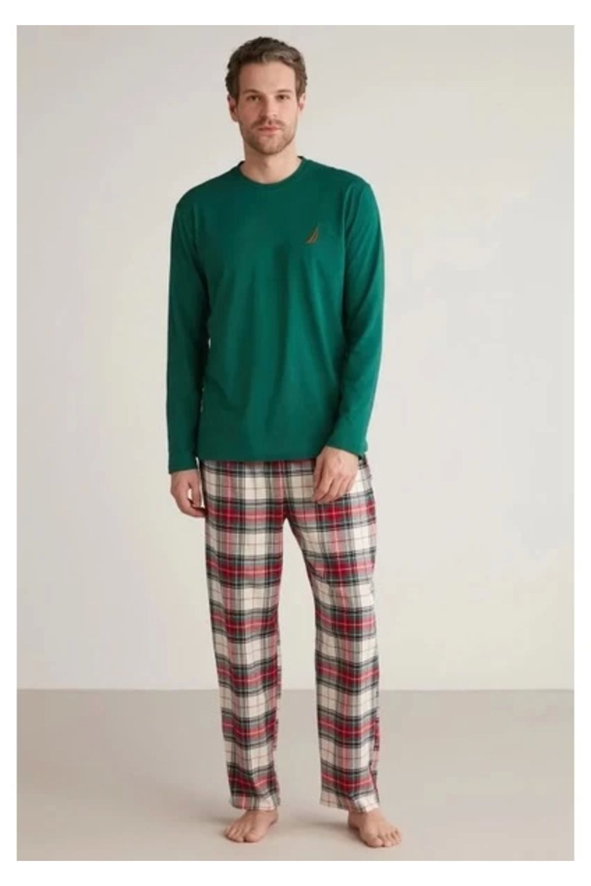 Kocabey M630 Erkek Uzun Kollu Ekoseli Pijama Takımı