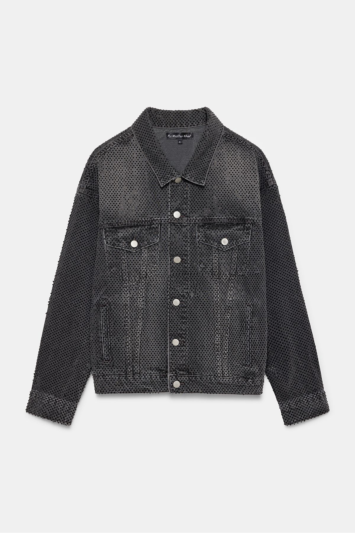 No Matter What-Stone Detailed Washed Oversize Denim Jacket 1