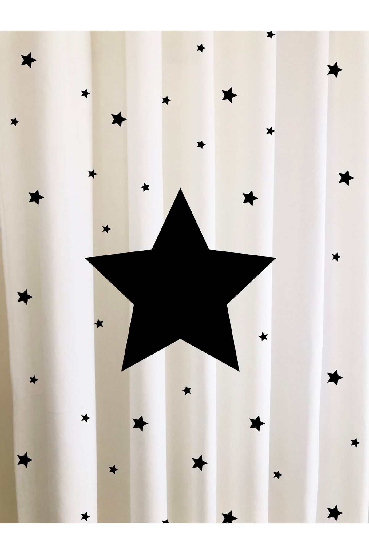 Evmila-Black Star White Background Curtain 242 3