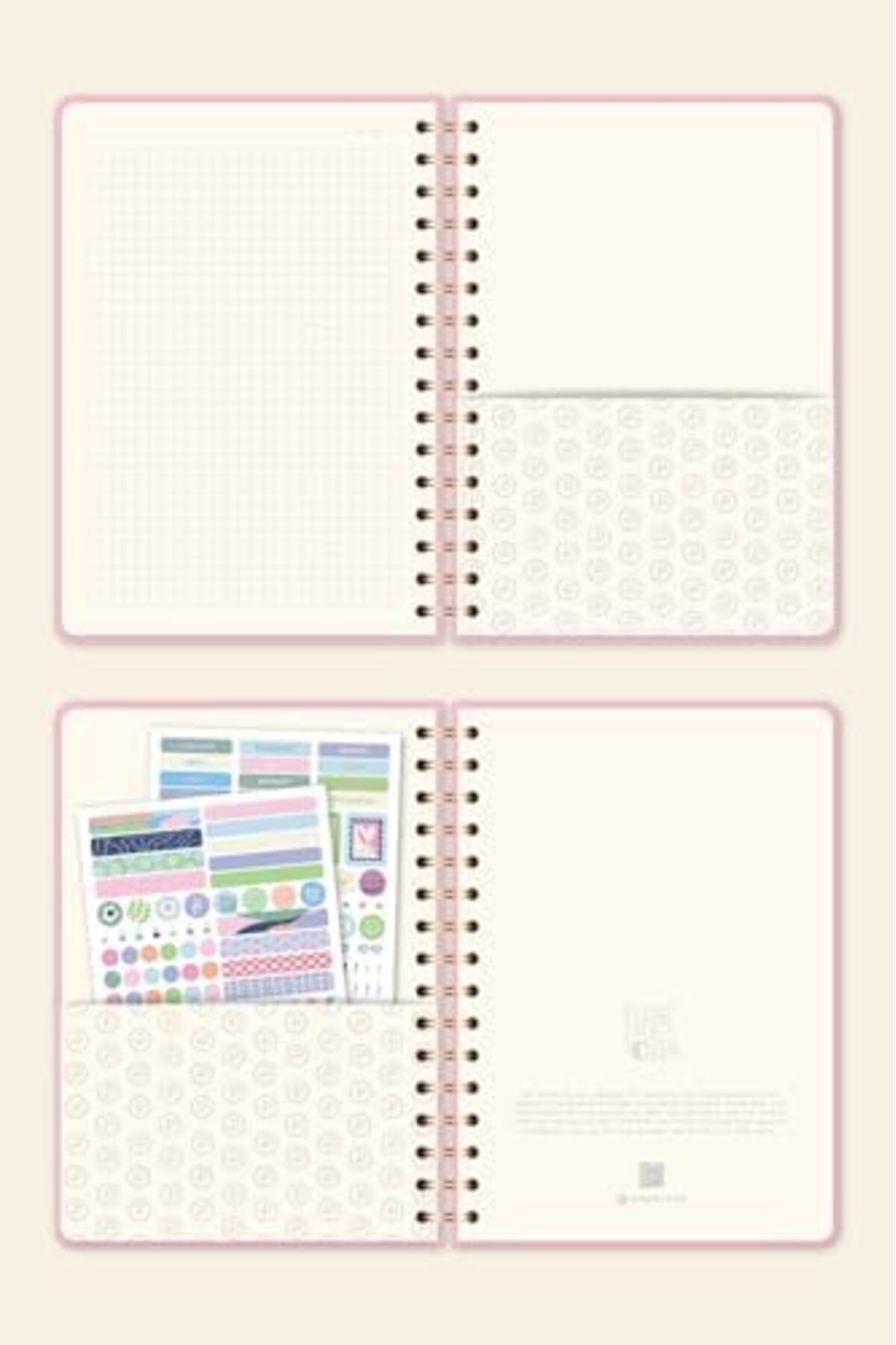 LUXE-Linen Checked A5 Spiral Notepad - Hard Cover, Candy Pink 3