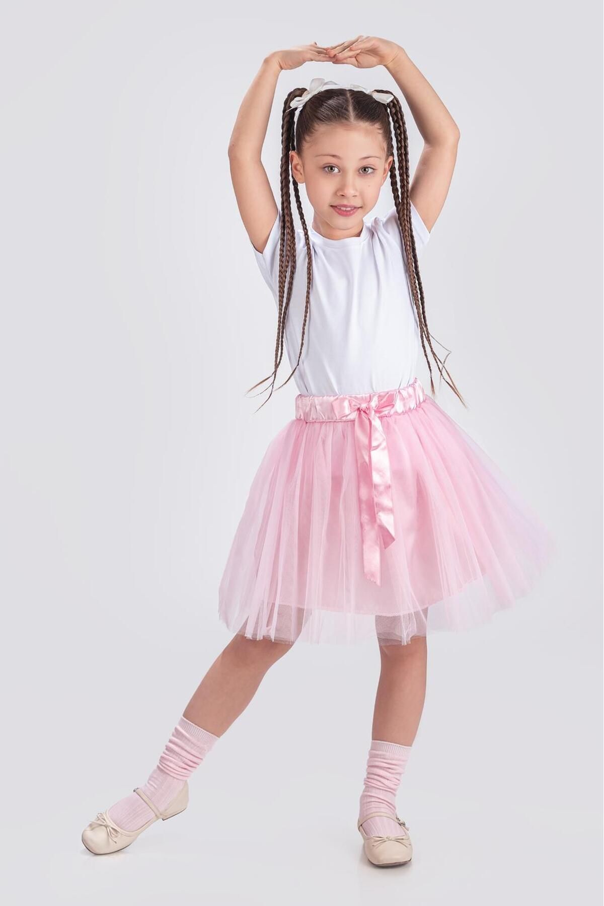 ABİYEKİDS-Tulle Lined Tutu - Children's Skirt - Pink - 23 April Show Skirt - Aby203 1