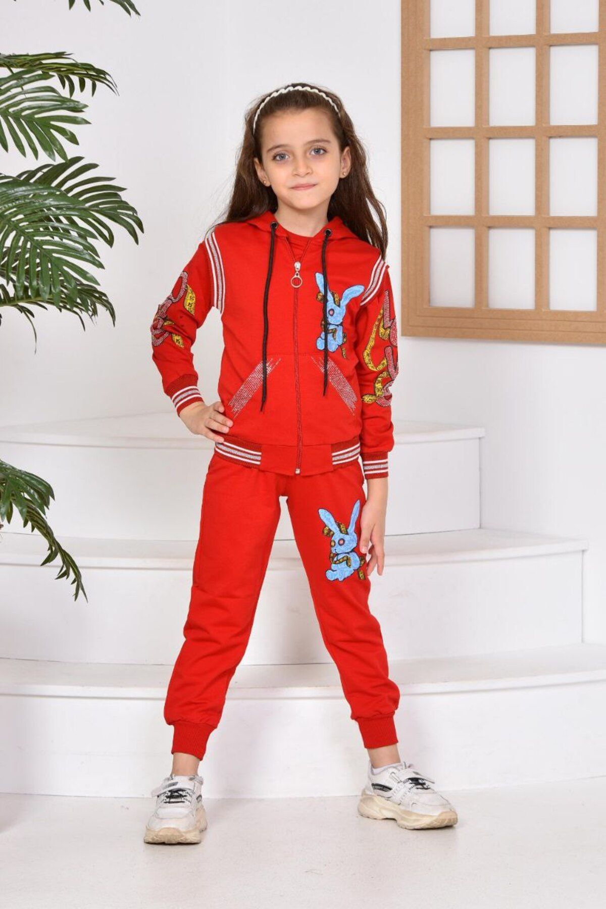 maramm-Three-Piece Two-Thread Red Girl's Tracksuit Set 1