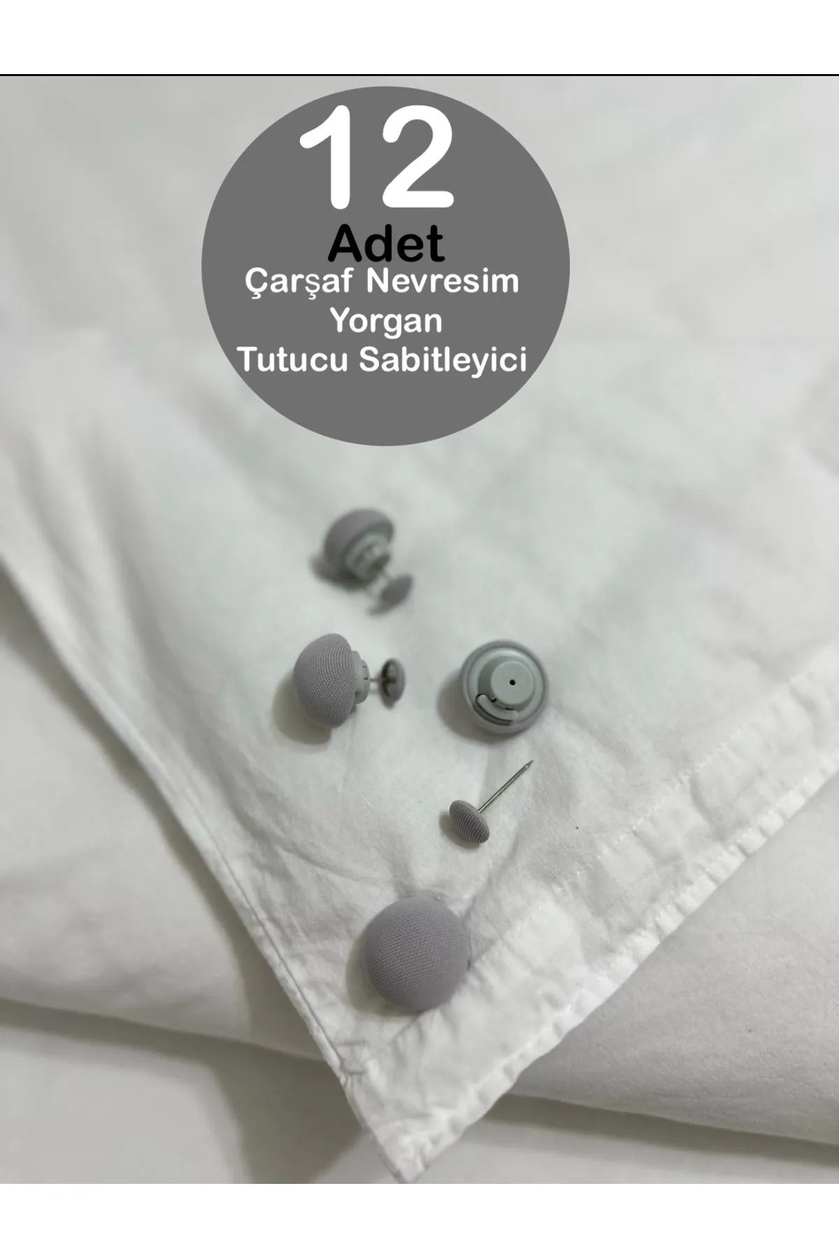 LOVENT HOME 12'Lİ GRİ Havlu sabitleyici , yorgan , yorgan sabitleyici , nevresim sabitleyici GRİ 12'Lİ