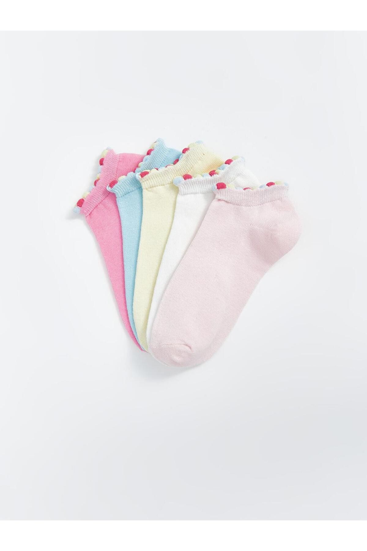 LC Waikiki-LCW Kids Girl's Booties Socks Pack of 5 1