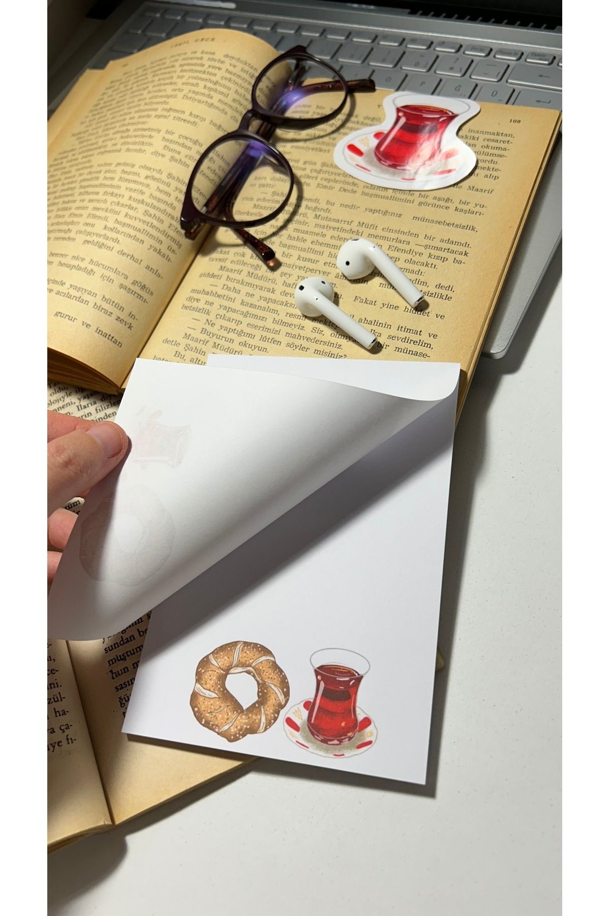 Handeto Kraft-Tea and Bagel Themed - A6 Notebook, Glue Memo Pad and No Line Notepad 5